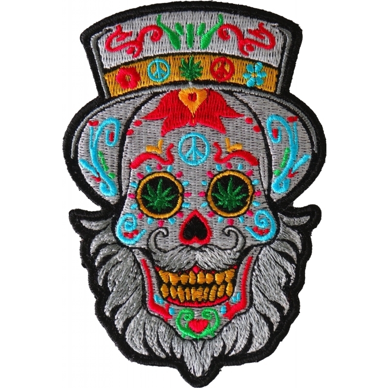 CANDY SKULL IRON-ON PATCH WITH CROWN 