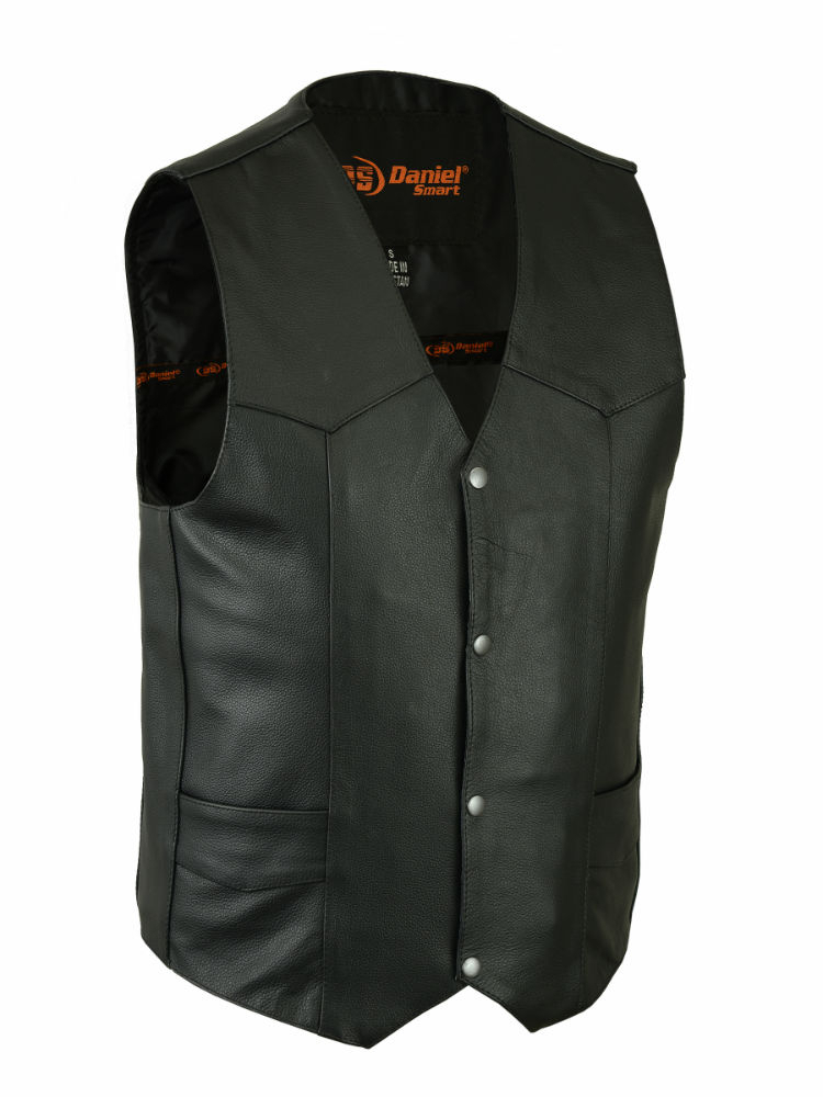 Wholesale Men's Leather Vests | DS110 Traditional Single Panel Vest ...