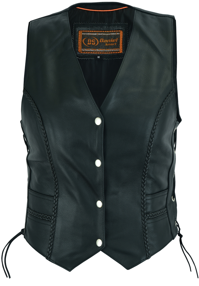 DS222 Women's Braided Vest | Women's Leather Vests