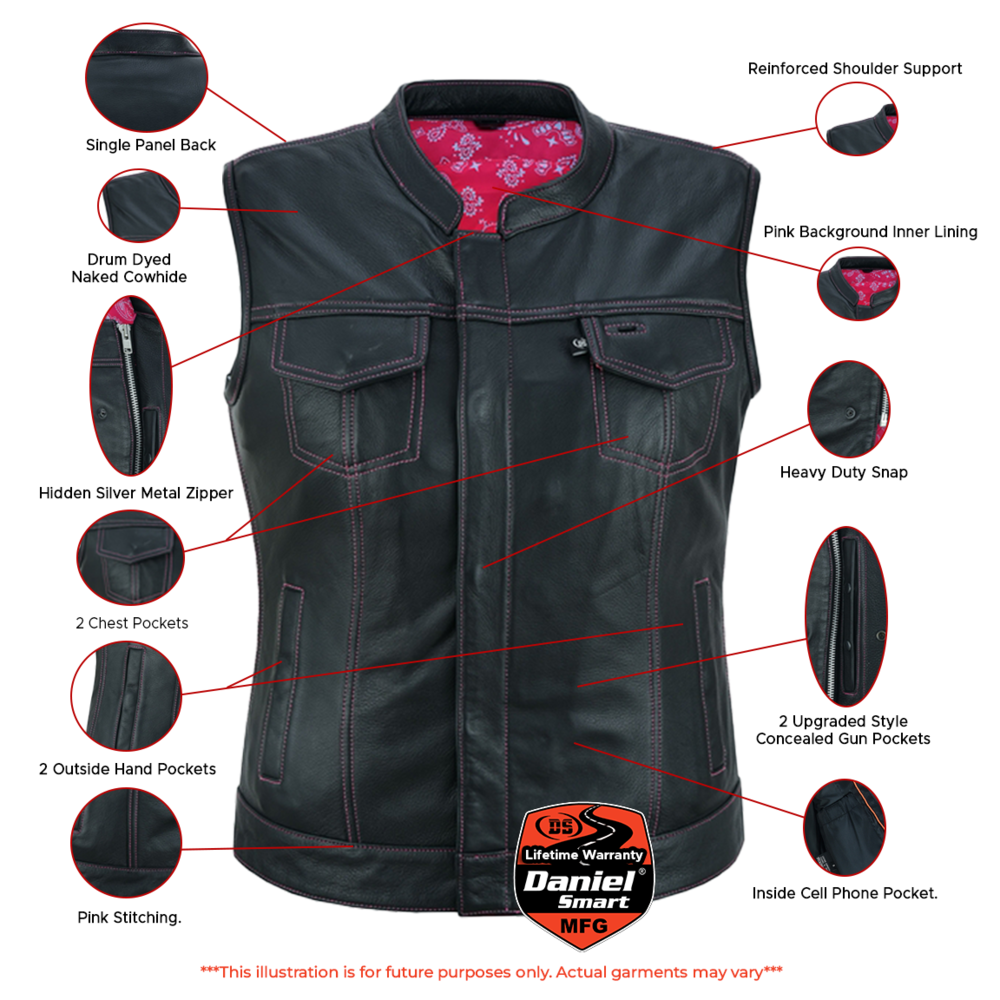 DS281 Violet Pink | Women's Leather Vests