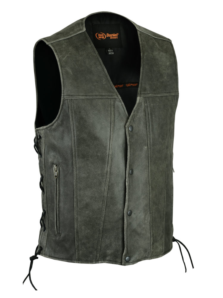 Wholesale Men&#39;s Leather Vests | DS105V Men&#39;s Single Back Panel Vest (Brown) | Daniel Smart ...