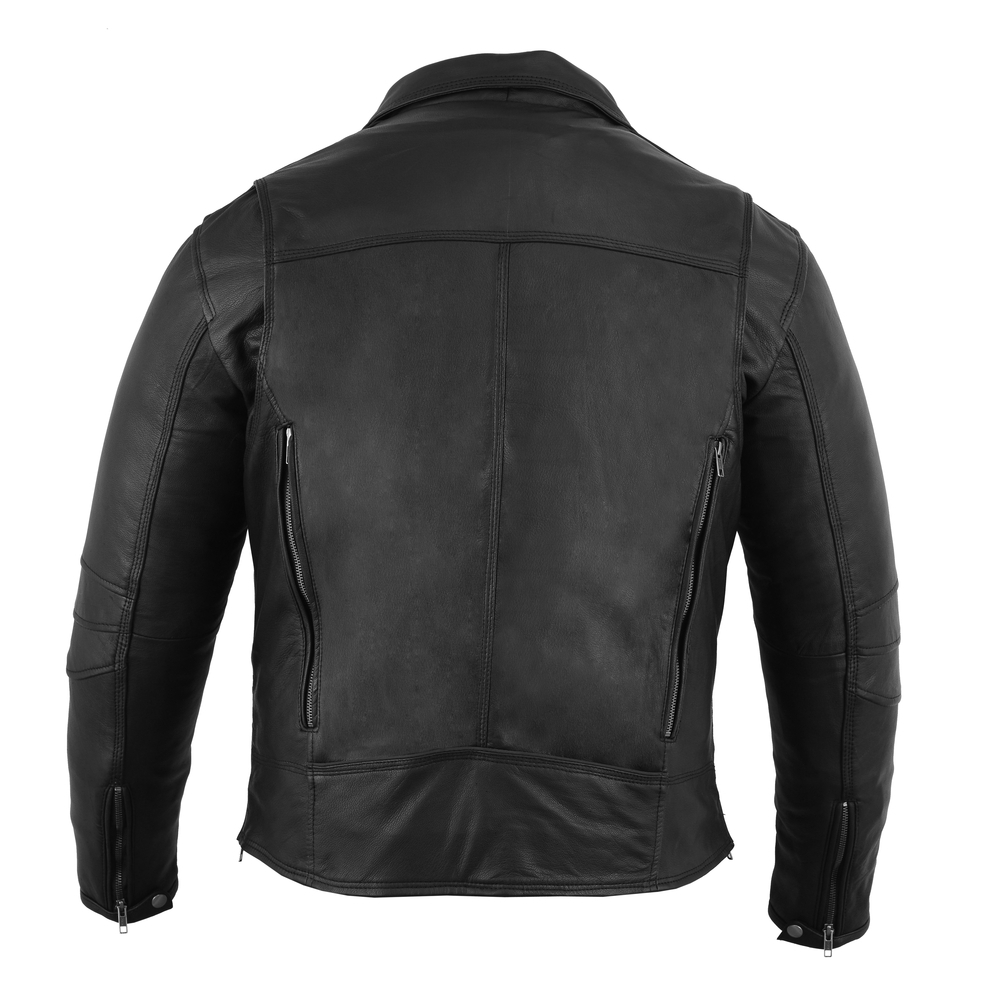 DS794 Men's Modern Longer Beltless Biker Jacket | Men's Leather Jackets