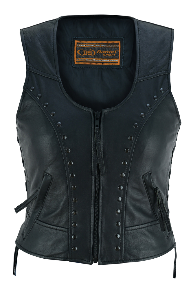 DS241 Women's Lightweight Vest with Rivets Detailing | Women's Leather ...