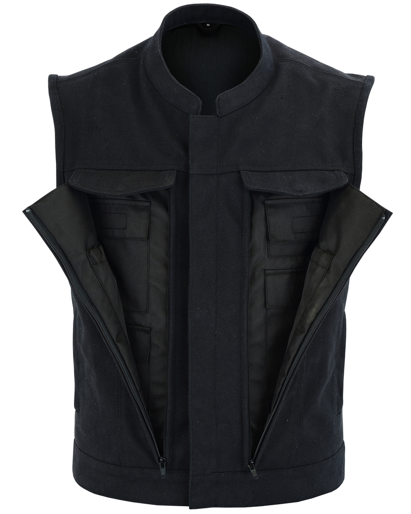 DS909 Men’s Modern Utility Style Canvas Vest | Men's Textile Vests
