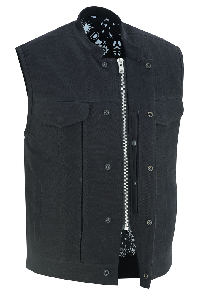 DS909 Mens Modern Utility Style Canvas Vest | Men's Textile Vests