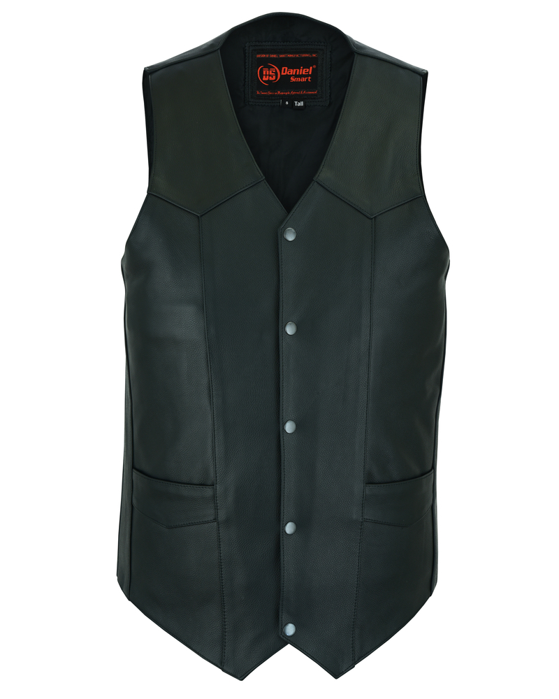 DS162TALL Mens Tall Classic Biker Leather Vest | Men's Leather Vests