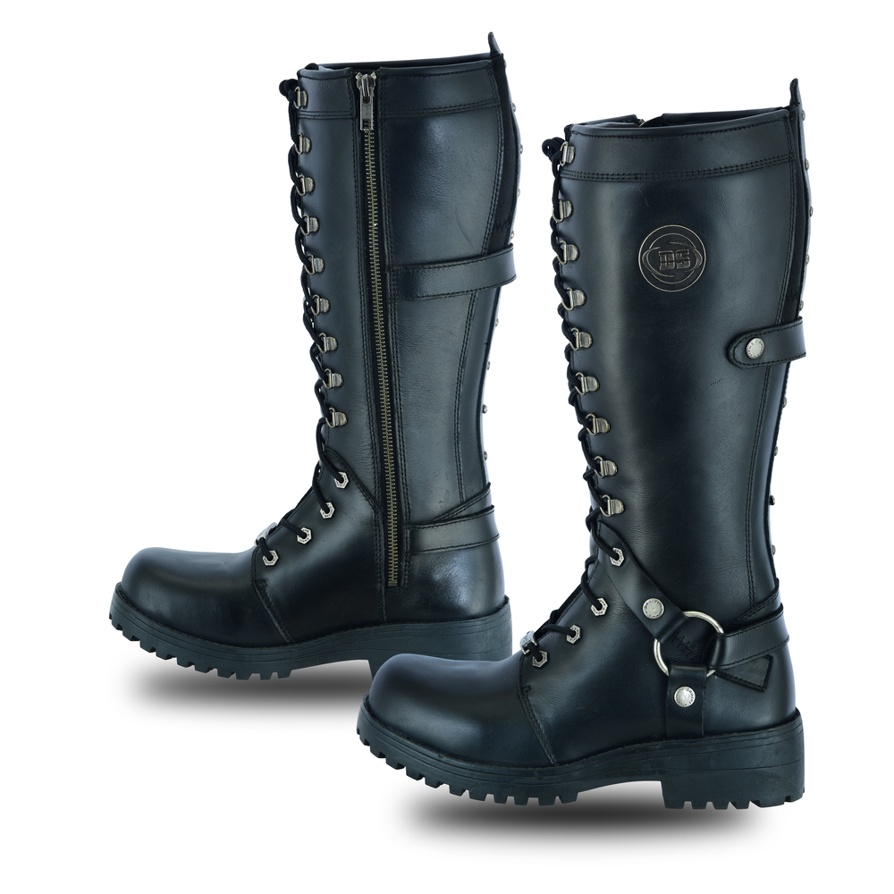 DS9765 Womens 15 Inch Black Leather Stylish Harness Boot | Women's ...