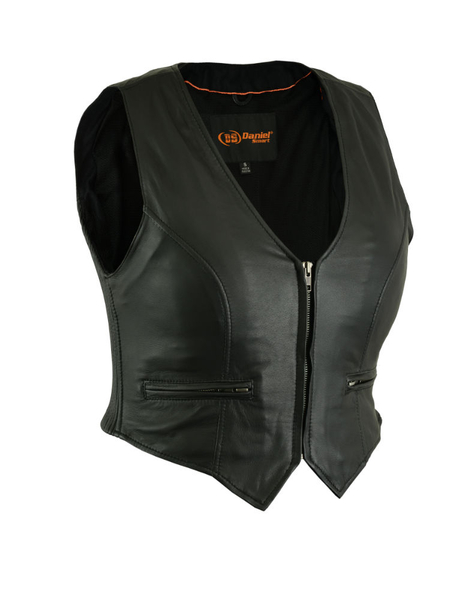 DS238 Women's Stylish Lightweight Zipper Front Vest | Women's Leather Vests