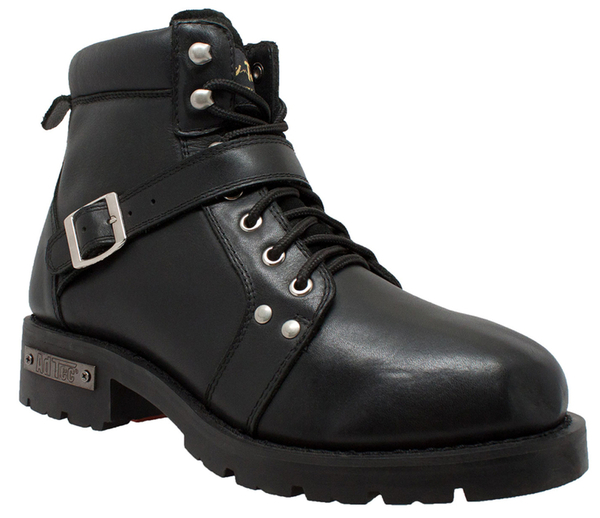 Men's Zipper Motorcycle Boot | Black Leather | 9143
