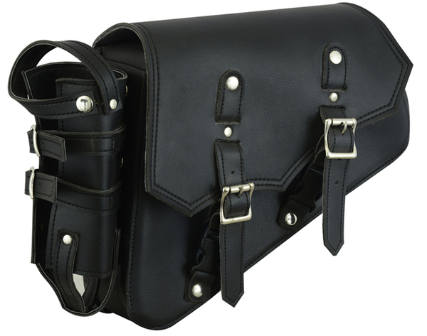 DS5011L Left Side Synthetic Leather Swing Arm Bag w/Bottle Holder | Swingarm Bags