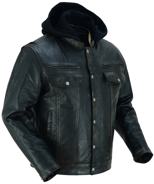 DS782 Men's Lightweight Drum Dyed Distressed Naked Lambskin Jacket | Men's Leather Motorcycle Jackets