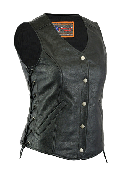 DS211 Women’s Light Weight Open Neck Vest | Women's Leather Vests
