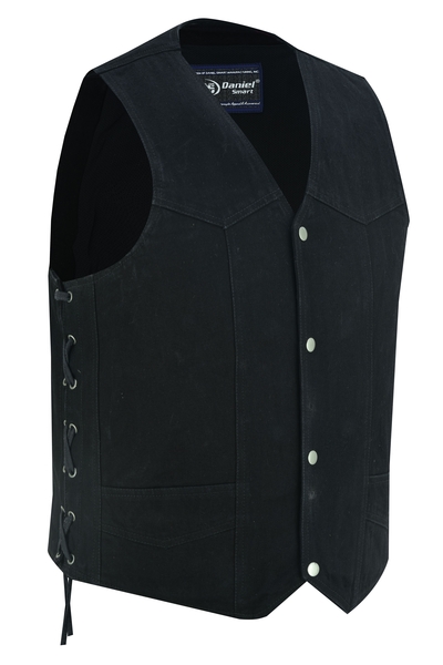 DM911 Men's Traditional Denim Vest with Side Laces | Men's Denim Vests