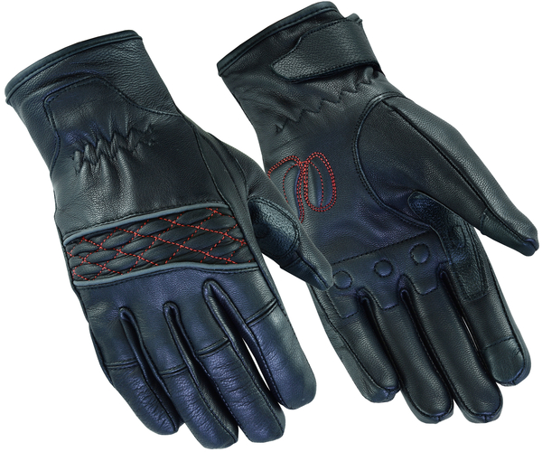 Wholesale Leather Gloves | DS2426 Women’s Cruiser Glove (Black / Red)