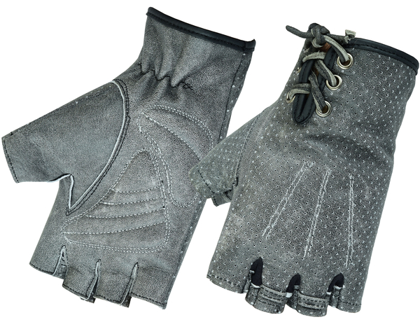 DS74 Women’s Washed-Out Gray Perforated Fingerless Glove | Women's Fingerless Gloves