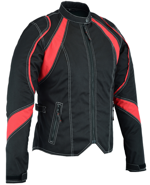 DS826RD Womens Embroidered Crown Riding Jacket - Red | Women's Textile Motorcycle Jackets
