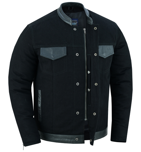 DM988 Men’s Full Cut Denim Shirt W/Leather Trim | Mens Textile Motorcycle Jackets