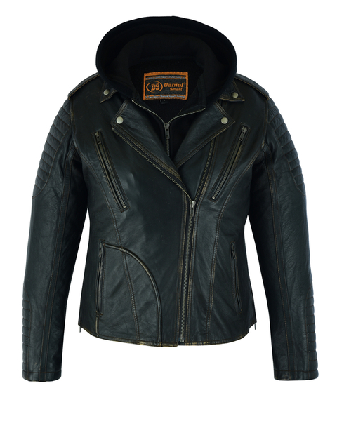 DS878 Women’s Lightweight Drum Dyed Distressed Naked Lambskin M/C Jacket | Women's Leather Motorcycle Jackets