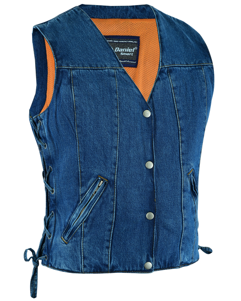 DM997 Women's Single Back Panel Concealed Carry Denim Vest - Blue | Women's Denim Vests