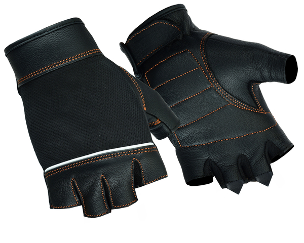 DS2429 Womens Fingerless Glove with Orange Stitching Details | Women's Fingerless Gloves