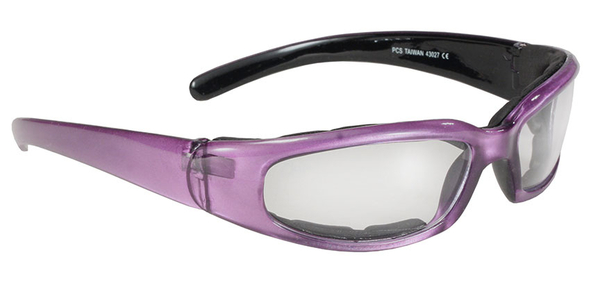 43027 Rally Wrap Padded Blk Frame/Purple Pearl/Clear Lens | Sunglasses
