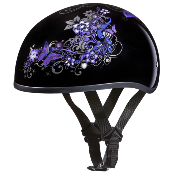 D6-B D.O.T. DAYTONA SKULL CAP - W/ BUTTERFLY | 1/2 Shell Helmets