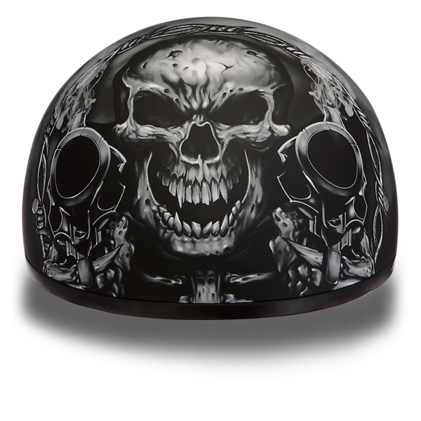 D6-G D.O.T. DAYTONA SKULL CAP - W/ GUNS | 1/2 Shell Helmets