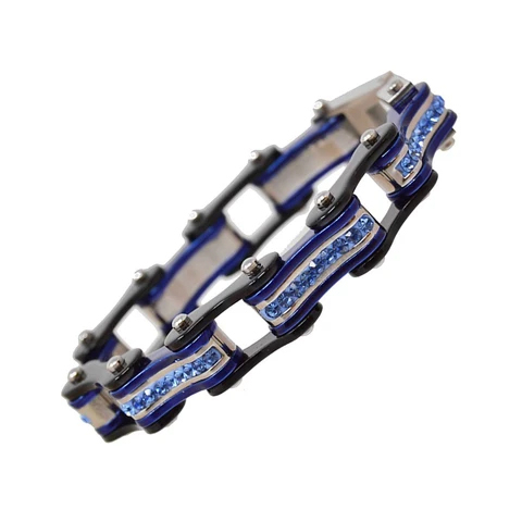 VJ1102 Two Tone Black/Candy Blue W/Blue Crystal Centers | Bracelets