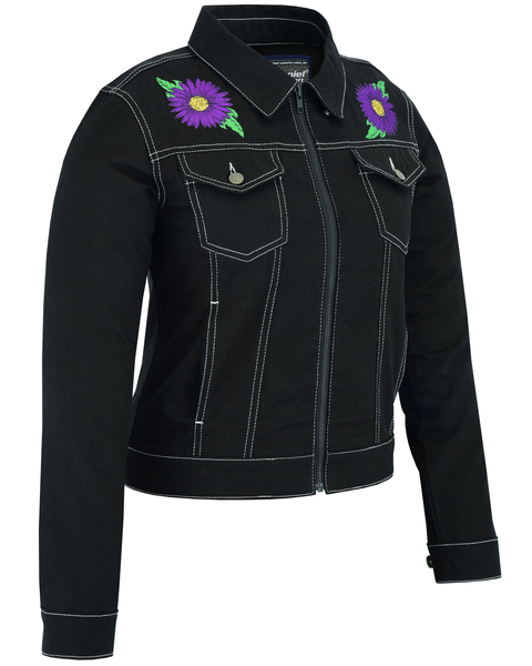 DM949 Womens Daisy Black Denim Jacket | Women's Textile Motorcycle Jackets