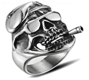 R166 Stainless Steel Cruiser Skull Biker Ring | Rings