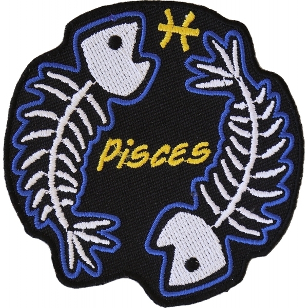 P5473 Pisces Skull Zodiac Sign Patch | Patches
