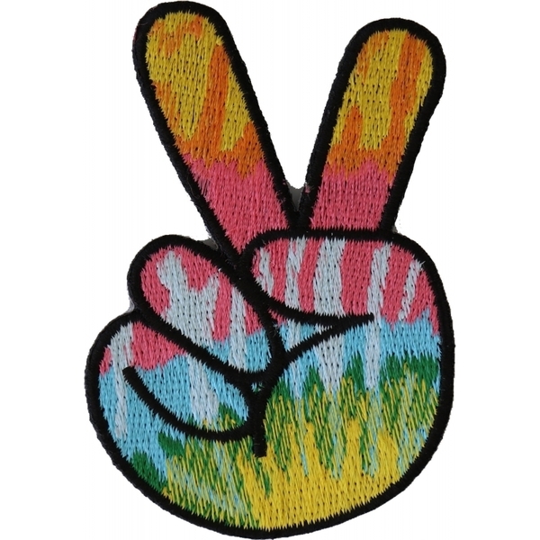 P5521 Colorful Peace Fingers Hand Sign Iron On Patch | Patches