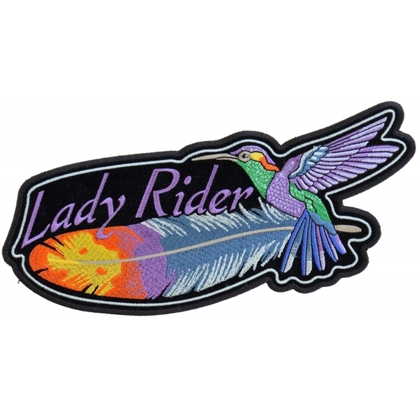 PL5824 Hummingbird Lady Rider Feather Embroidered Iron on Patch | Patches