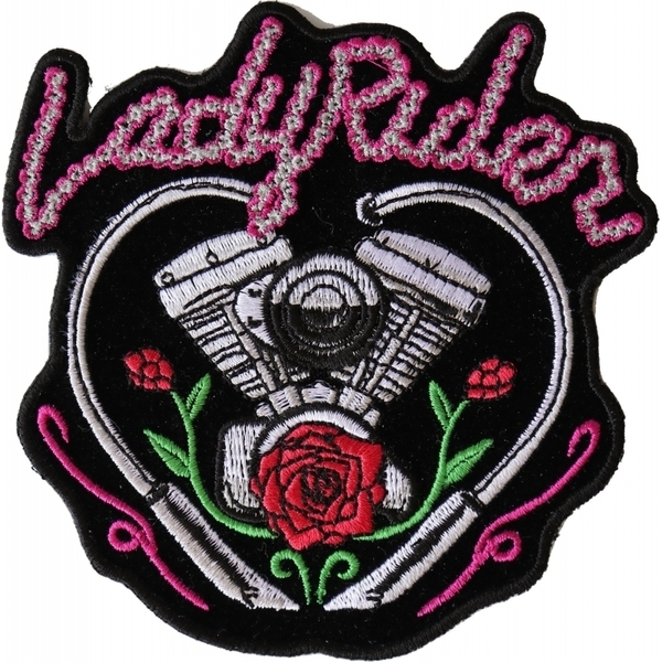 P6027 Lady Rider Chain Engine Rose Patch | Patches