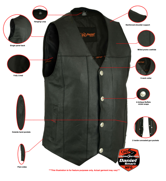 DS141 Men's Single Back Panel Concealed Carry Vest (Buffalo Nickel ...