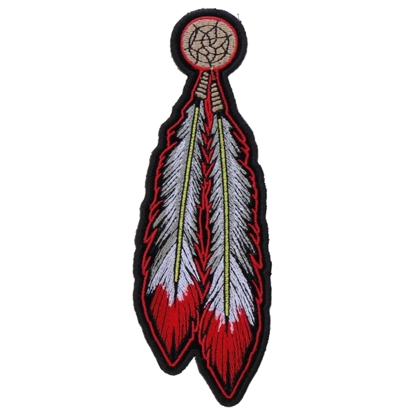 P4320 Red White Feathers Patch | Patches