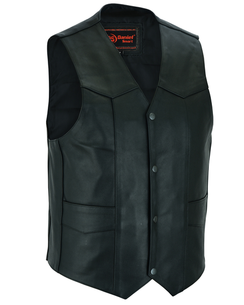 Men's Traditional Concealed Carry Black Leather Vest