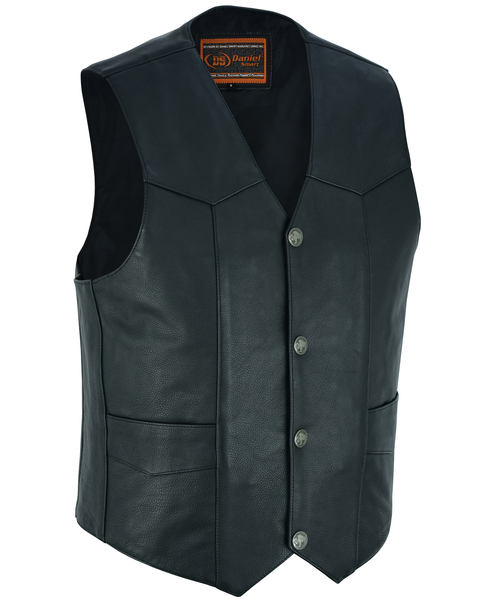 DS116 Advance Men's Buffalo Nickel Head Snap Vest | Men's Leather Vests