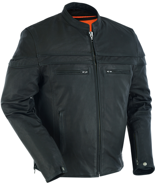 DS768 Men's Sporty Lightweight Leather Cross Over Jacket | Men's Leather Motorcycle Jackets