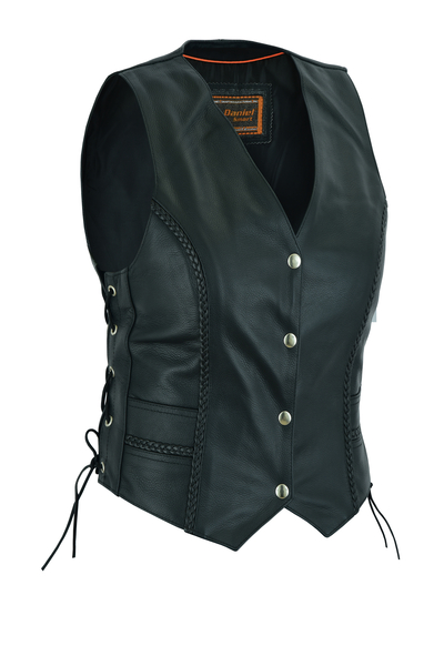 DS222 Women's Braided Vest | Women's Leather Vests