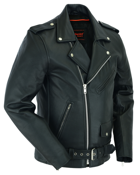 DS712TALL Men's Classic Plain Side Police Style M/C Jacket - TALL | Men's Leather Motorcycle Jackets