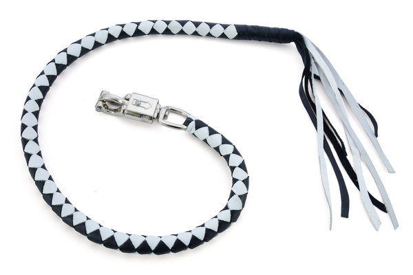 GBW204 Leather Biker Whip–White/Black | Get Back Whips
