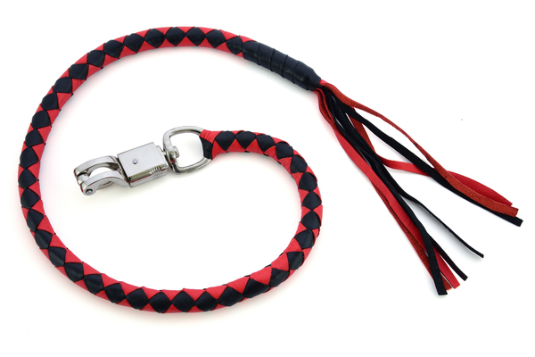 GBW203 Leather Biker Whip–Red/Black | Get Back Whips