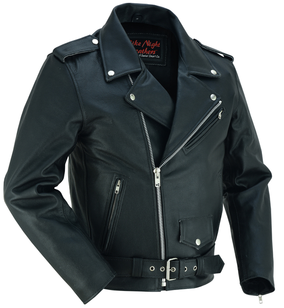 DS710 Economy Motorcycle Classic Biker Leather Jacket - Plain Sides | Men's Leather Motorcycle Jackets