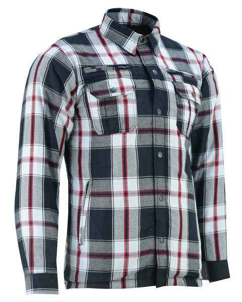 DS4672 Armored Flannel Shirt - Black, White & Red | Flannels