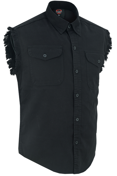 DM6001 Mens Black Lightweight Sleeveless Denim Shirt | Denim Shirts