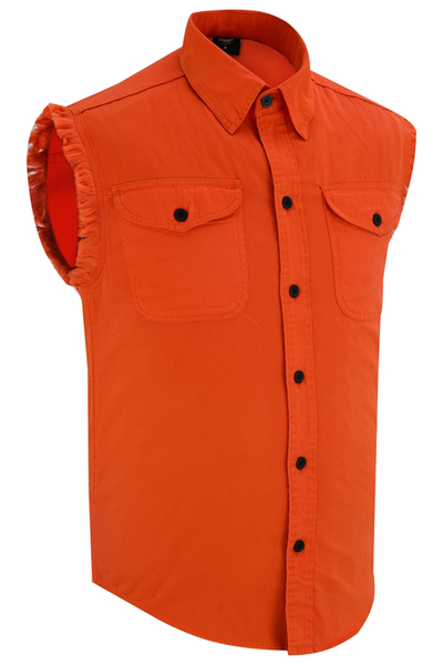 DM6003 Mens Orange Lightweight Sleeveless Denim Shirt | Denim Shirts