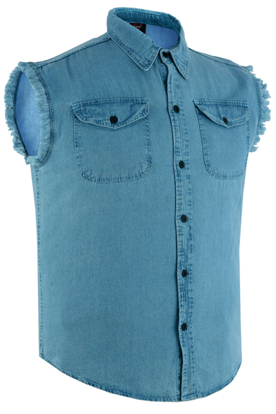 DM6002 Men's Blue Lightweight Sleeveless Denim Shirt | Denim Shirts