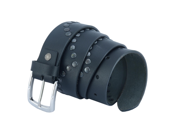 BLT2014 Super Cool Curved Pattern Studded Leather Belt | Biker Accessories