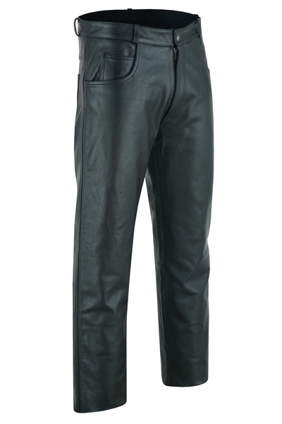 DS451 Men's Black Classic 5 Pocket Casual Motorcycle Leather Pants | Unisex Chaps & Pants